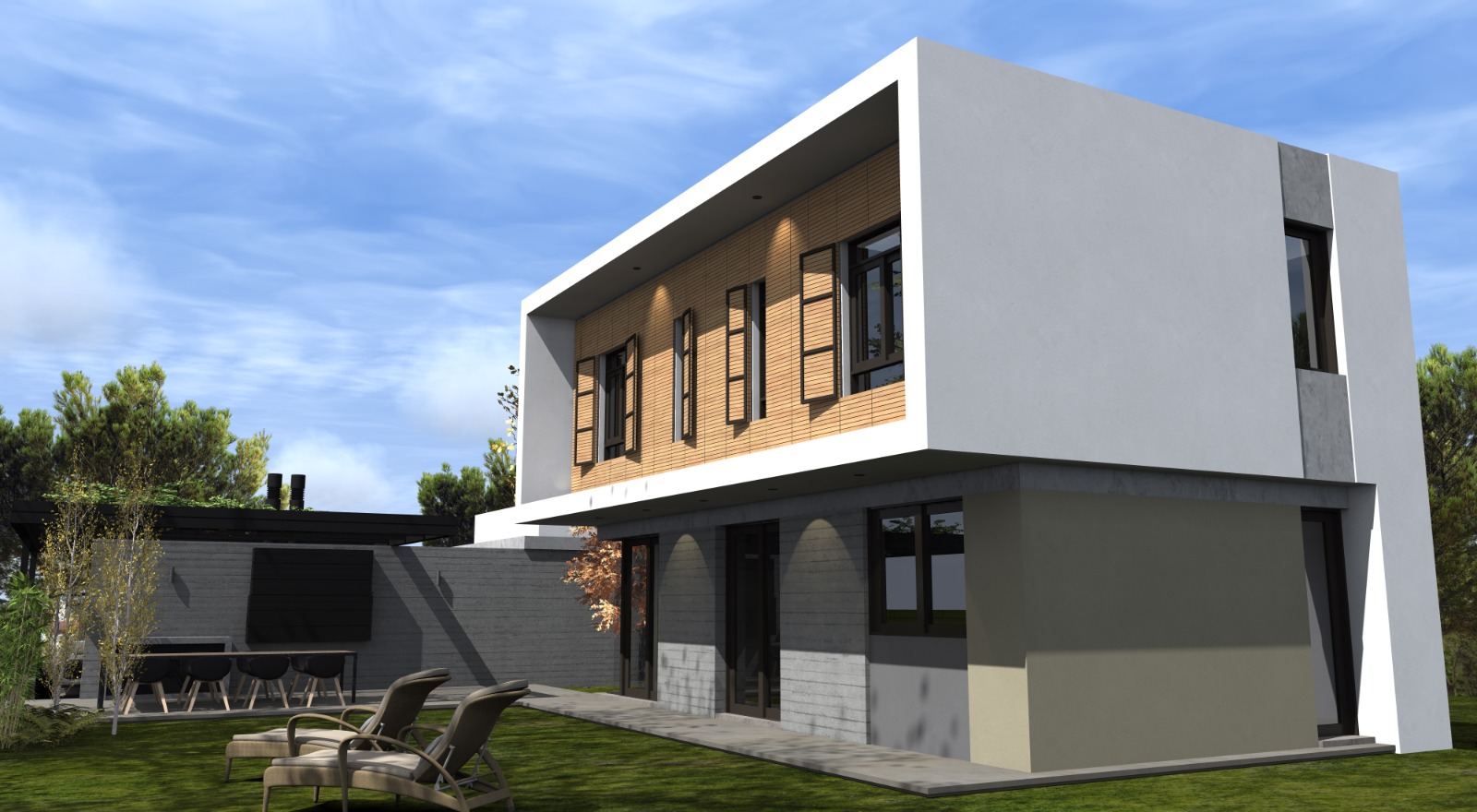 Patio y sector de jardín