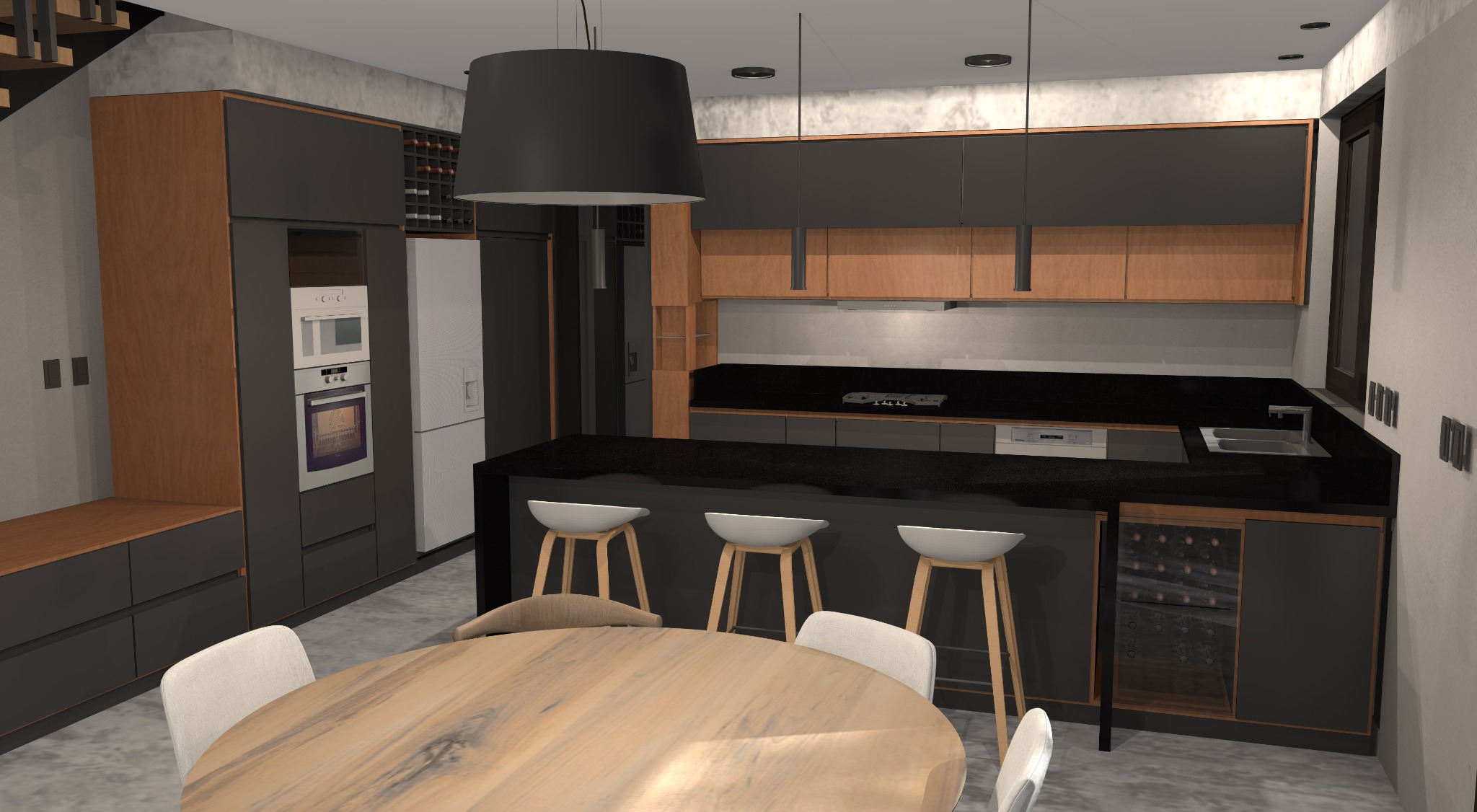 Cocina integrada con barra