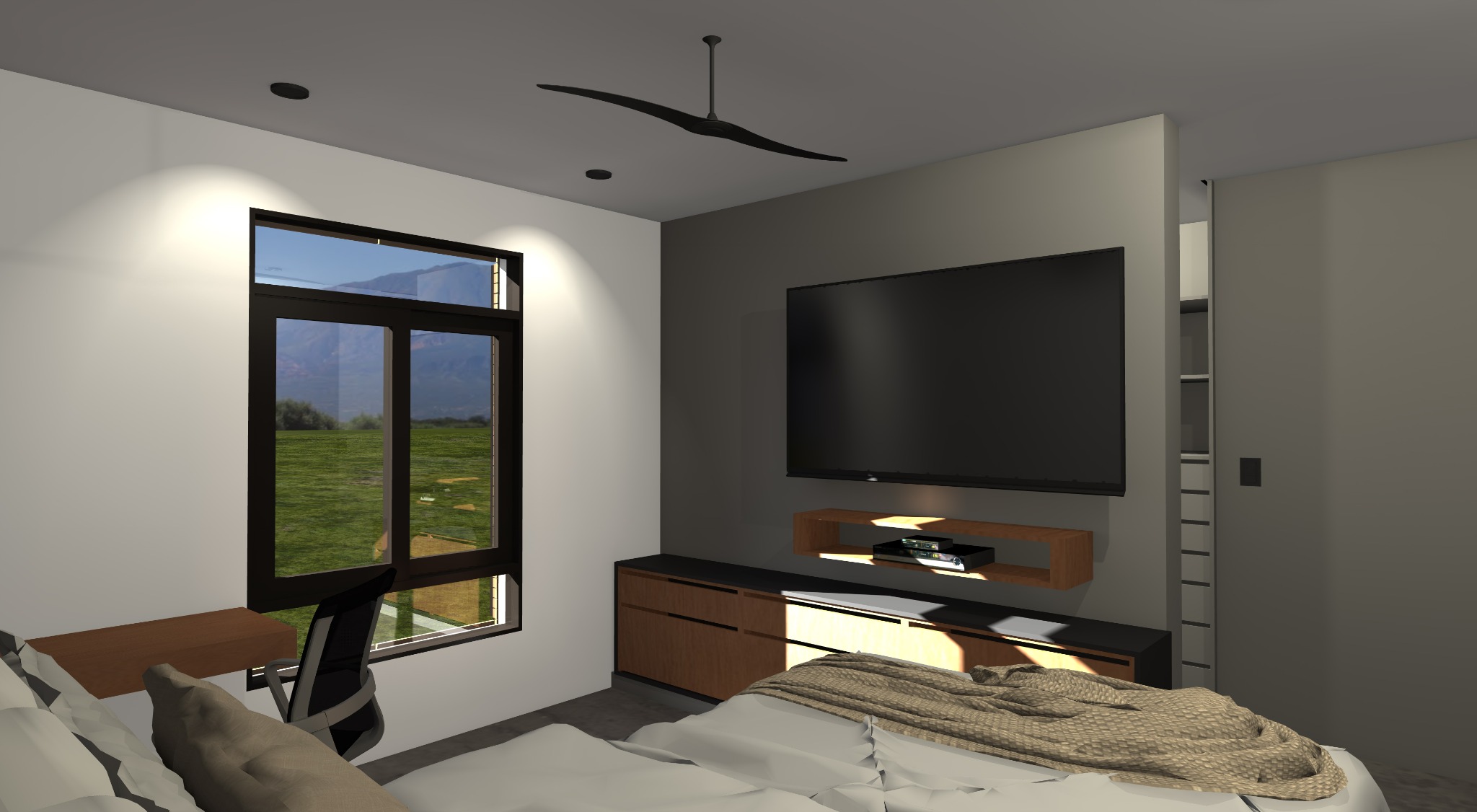Render de dormitorio principal de Casa ALBA