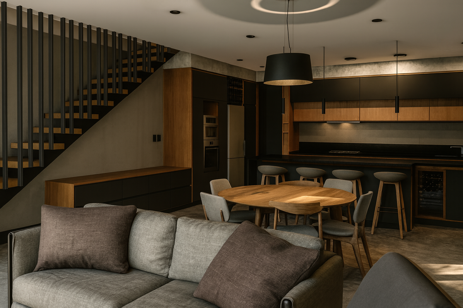 Escalera y estar principal